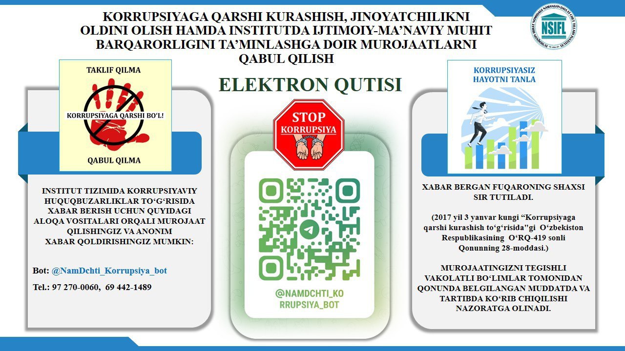 Hurmatli kuzatuvchilar, institut jamoasi hamda talaba-yoshlar!